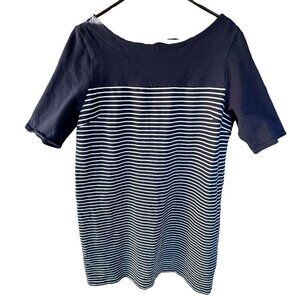 Gap Navy White Striped Nautical Boat Neck Dress XL Cotton